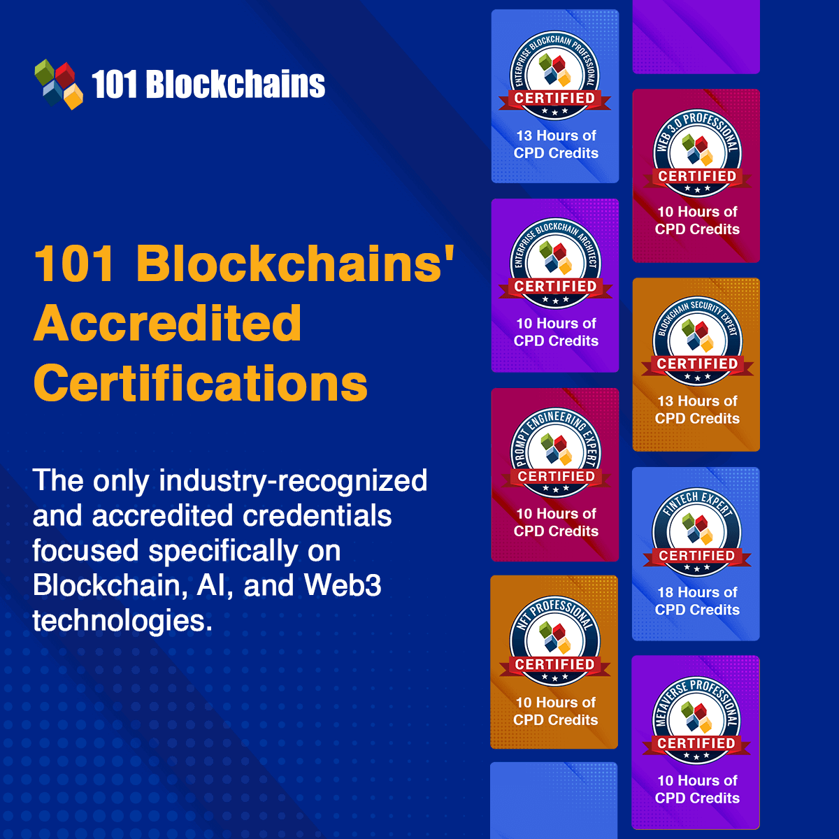 101 Blockchains' Accredited Certifications